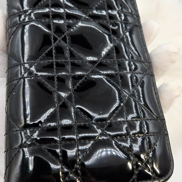 Dior  Cannage Pattern Patent Leather Continental Wallet - Picture 7 of 17